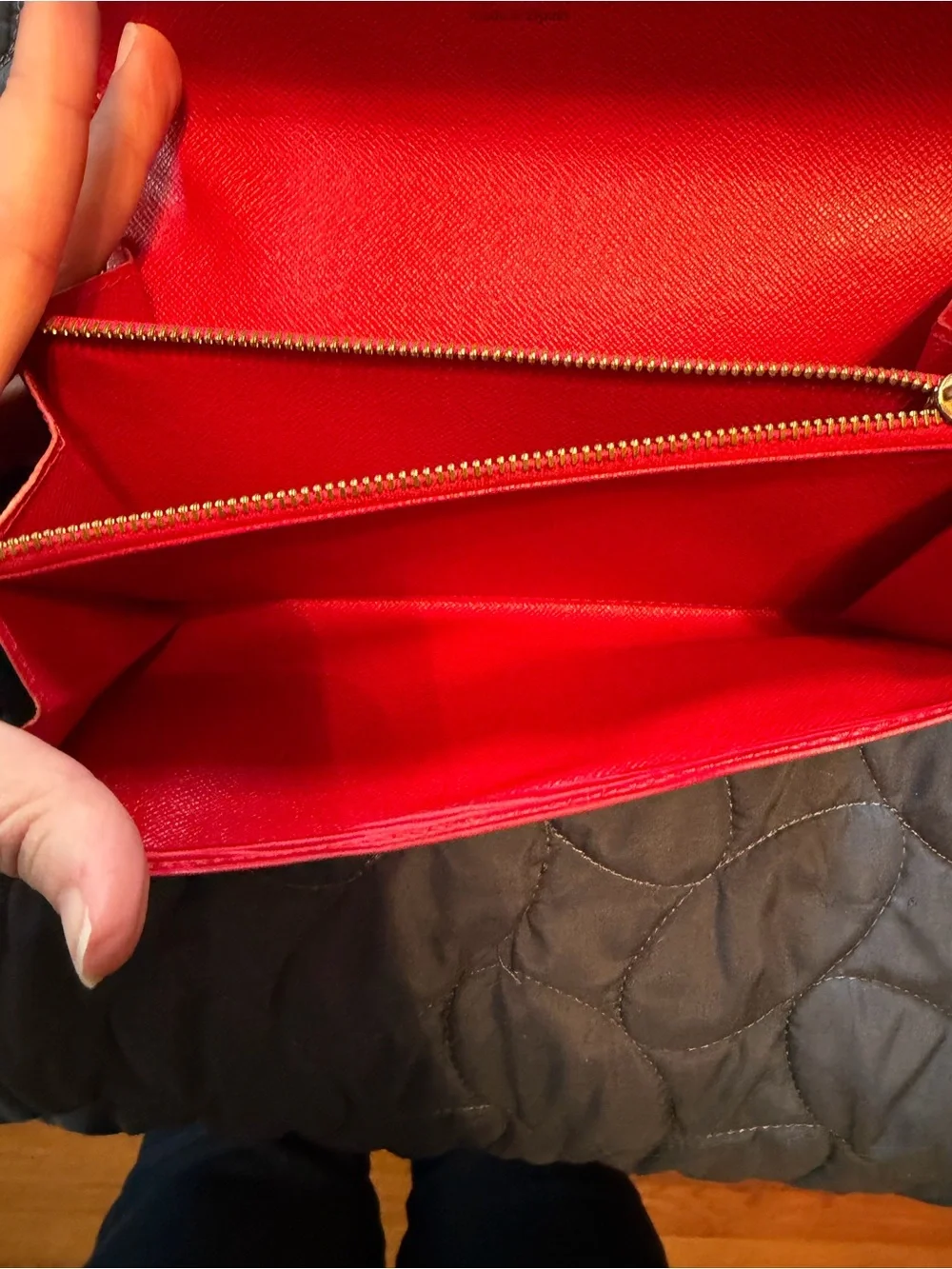Authentic Louis Vuitton Red Epi Leather Fold Wallet
